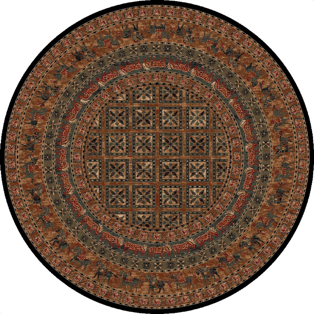 Kashqai Traditional Persian Circle Rugs 4301 500 in Green